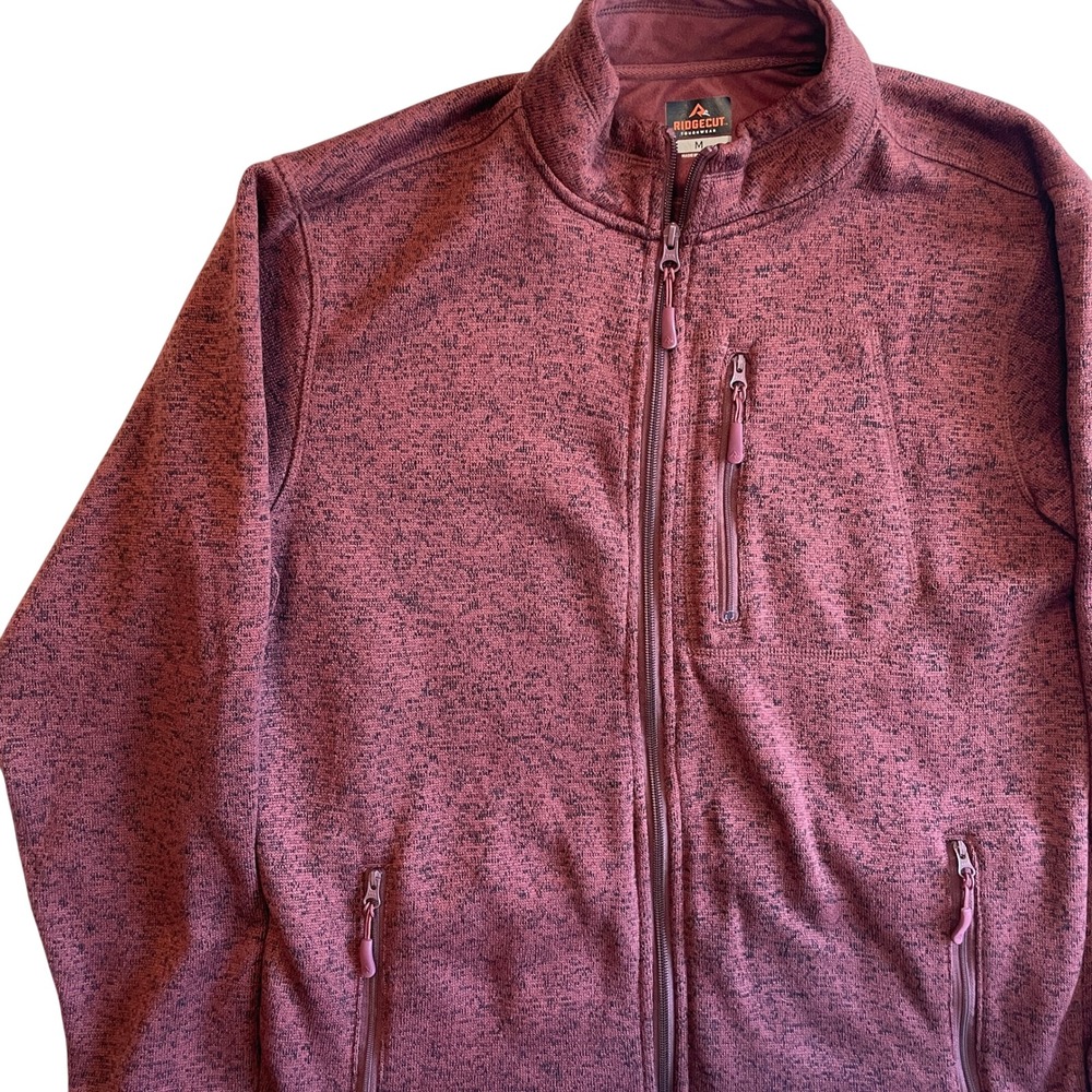 Ridgecut Toughwear Mens Fleece Jacket Full Zip Burgundy Size M